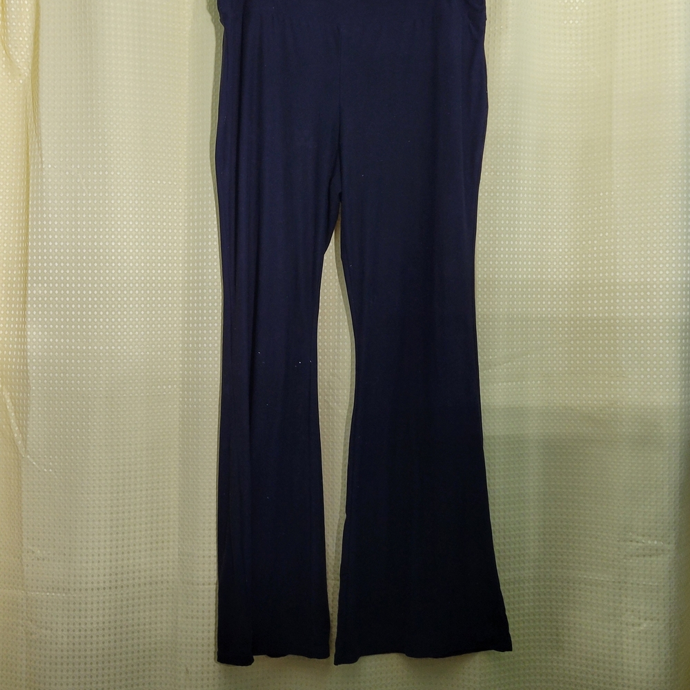No Boundaries Dark Blue High Rise Stretchy Flare Pull On Leggings
